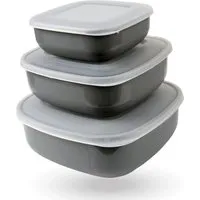 Bestgoodies Vorratsdosen 9er Set Eckig Grau 3 x 3er