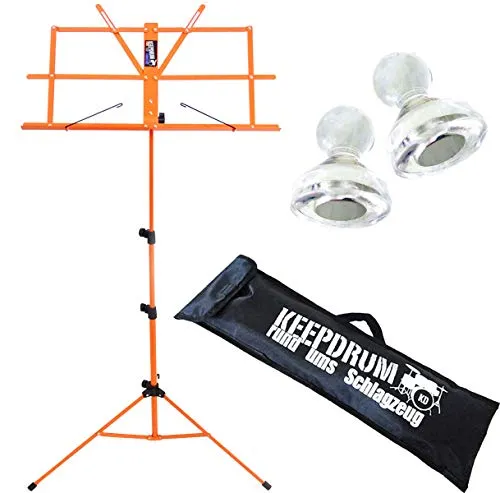 keepdrum MUS2OR Notenstaender Orange + Tasche + 2 Notenpult Magnete