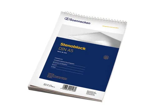Soennecken Notenblock Stenoblock 1131 DIN A5 mit Mittellinie 40 Blatt weiß