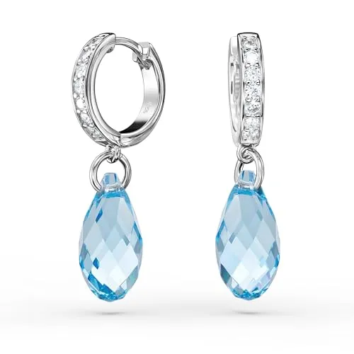 Schöner-SD Paar Ohrhänger Creolen Tropfen-Kristall - Ohrhänger aus 925 Silber Rhodium mit funkelnden Markenkristallen, perfekt für einen femininen Look und inklusive Etui.