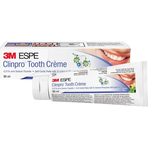 3M Clinpro Tooth Crème Zahnpasta Vanilla Mint - 113 g - Fluoridhaltige Zahnpasta mit TCP für optimalen Kariesschutz und frischen Vanille-Minzgeschmack, ideal für gesunde Zähne.