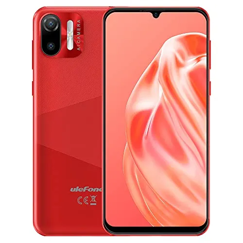 Ulefone 3G Smartphone ohne Vertrag, Note 6, 8,5mm Ultra Dünn DUAL-SIM-Handy, 6,1'' HD+ Bildschirm, 3-Karten Slot Design, Android 11 Go, 1GB + 32GB, 2MP+5MP Kamera, Gesichts Entsperrung GPS Rot