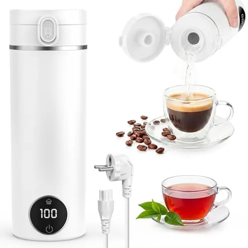 Klein Wasserkocher 450ML – Tragbarer Mini Wasserkocher mit 6 Temperaturstufen