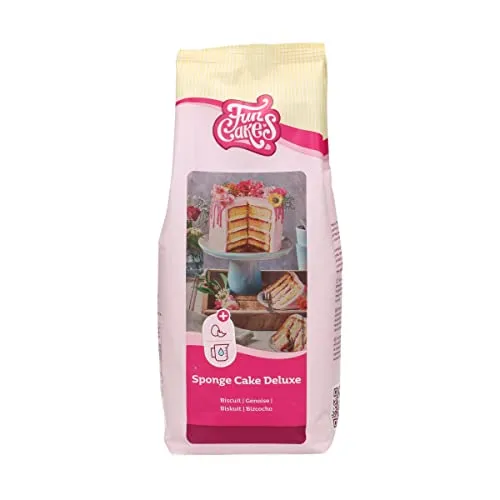 FunCakes Mix für Biskuit Deluxe: Einfach zu bedienen, wunderbar leichter Biskuitkuchen, perfekt für die Kuchendekoration, Konditorqualität, Kuchenbasis, Halal., 1 kg
