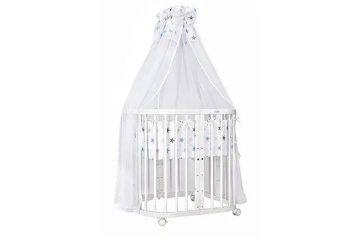 Waldin Babybett Mobiles Babybett aus Holz 7in1 mit Matratze, mitwachsend