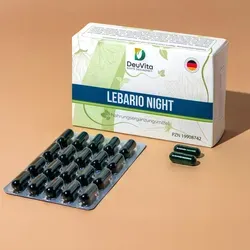 Lebario Night – Einschlafhilfe & Schlaf-Support mit 1 mg Melatonin & L-Tryptophan – Ganzheitliche Nacht- & Regenerationsformel labor- 60 Kapsel...