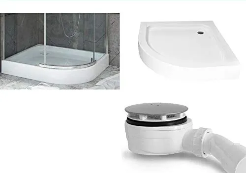 Besco BADLAND Duschwanne Viertelkreis Alex 70x70 Weiß Acryl mit Ablaufgarnitur