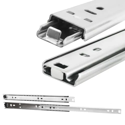 Schubladenschienen - Schubladenauszug H: 27mm / L: 300mm - 450mm Schienen für Schubladen - Auszugsschienen Leicht Anzubringen - Schubladen Schienensystem Teilauszug (Länge (eingefahren) 400 mm)