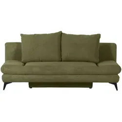 home24 Schlafsofa, Dunkelgrün, Metall, 2-Sitzer, 200x78x95 cm, Stoffauswahl, Liegefunktion, Schlafen auf Sitzhöhe, Rücken echt, Wohnzimmer, Sofas & Couches, Schlafsofas, Schlafsofas mit Bettkasten