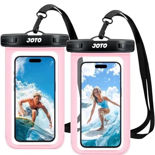 JOTO 2 Stück wasserdichte Handyhülle IPX8 Unterwasser Wasserfest Handytasche für iPhone 17 16 15 14 13 12 11 Pro Max Plus Air Galaxy S24 S23 A15 Xiaomi bis 7 Zoll Phone Case –Pink