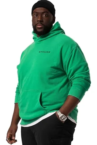 STHUGE Herren Sweathoodie, Oversize, Kapuzenprint, Acid, 1/1 Kapuzenpullover, grasgrün, 3XL Grande Taille
