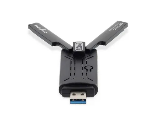 Nedis WSNWA5410BK Netzwerk-Adapter, Wi-Fi 6 Dongle, Triple Band, 2400 Mbps, WPA3-Sicherheit