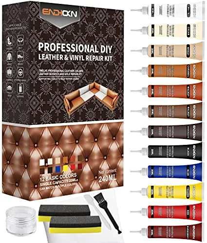 Leder Reparatur Set - Endhokn Leder Autositze, Sofas, Lederbekleidung, Ledertaschen, Gürtel, Reisetaschen Usw Kratzer, Löcher, Verschleiß Kunstleder Reparatur Set?12 Farben?