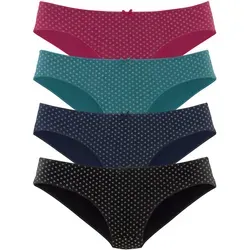 Bikinislip S.OLIVER, Damen, Gr. 44/46, bunt (lila, navy, petrol, schwarz), Obermaterial: 95% Baumwolle, 5% Elasthan, gemustert, körpernah, Unterhosen, aus elastischer Baumwolle