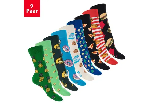Footstar Basicsocken Damen/Herren Bunte Motiv Socken Funny Baumwollsocken