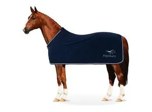 Equinate Abschwitzdecke Springdale aus Polar Fleece mit Widerristpolster und Zierkordeln navy 1,55 m