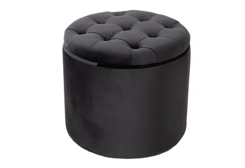 Riess-Ambiente Hocker MODERN BAROCK 50cm schwarz - Sitzhocker im eleganten Barockstil, aus hochwertigem Samt mit praktischem Stauraum – ideal für stilvolle Wohnräume.