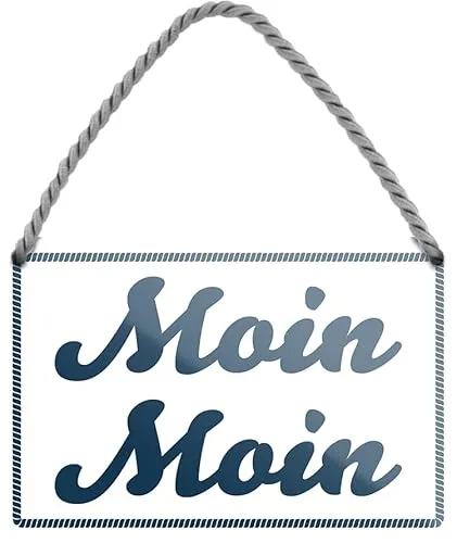 schilderkreis24 - Blechschild Lustiger Nordsee Ostsee Spruch Moin Moin Urlaub Deko Hängeschild Meer Strand Schild Witziges Geschenkidee 18x12 cm