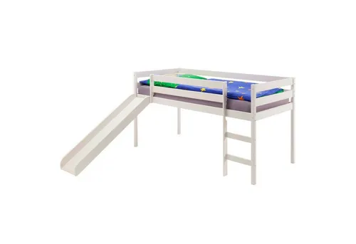 IDIMEX Hochbett BENNY mit Rutsche 90x200 cm aus Massivholz - Das Hochbett Benny verwandelt das Kinderzimmer in ein Abenteuerland. Mit einer Liegefläche von 90 x 200 cm und einer sicheren Rutsche ist es ideal zum Spielen und Träumen. Schadstofffreies Material sorgt für eine sichere Umgebung.