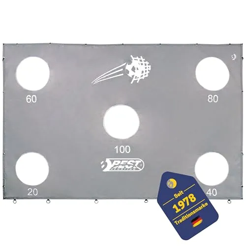 BEST SPORTING Torwand mit 5 Schusslöchern 193 x 150 cm I passend für Fußballtore mit 213 x 152 cm – verstärkt & langlebig – für Turniere & Training – Fussball 5 torwand Gross Indoor Outdoor