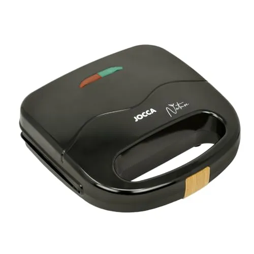 Jocca Sandwichmaker Schwarz Placa Nature | 750W Leistung | Antihaftplatten 21,6x12 cm | Temperaturanzeige | Kaltgriff | Kompakt & Vielseitig | Modernes Design