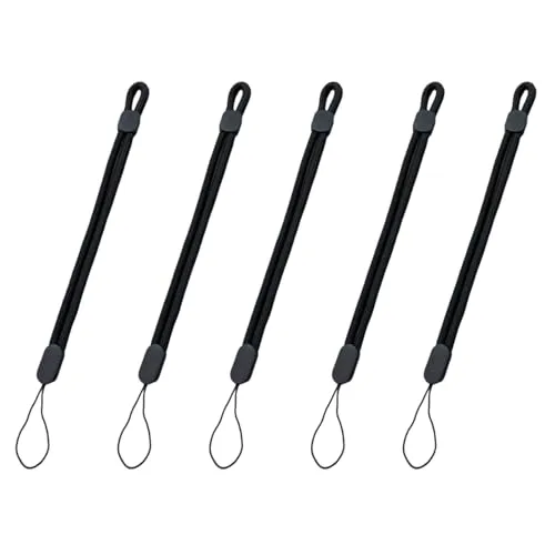 FuzlPnag Handschlaufe Lanyard,5 StückLanyard,Verstellbares Nylon Handgelenk Trageband,Weiche für Taschenlampe, Handy, Kamera,Brieftasche,Schlüsselanhänger, Schwarz