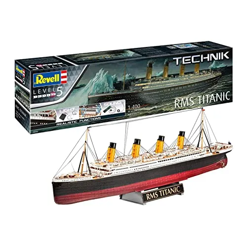 Revell 00458 RMS Titanic - Originalgetreuer Modellbausatz - Auto-Modellbausätze mit Soundmodul für authentische Geräusche und detaillierte LED-Beleuchtung, ideal für Geschichts- und Schiffsmodellbau-Enthusiasten.