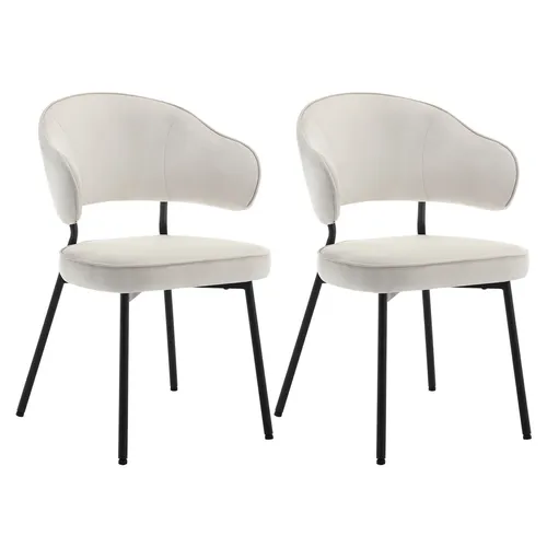 Esszimmerstühle 2er Set Polsterstuhl Küchenstuhl Gepolstert Creme