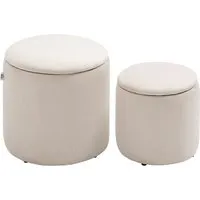 HOMCOM 2er Sitzhocker rund mit Stauraum
