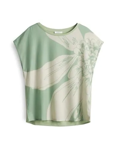 OPUS Damen Kurzarmshirt SAMELIE | Florales Printshirt in Green Glow, Größe 36 - T-Shirts für Damen mit hochwertigem Lenzing Ecovero Material für angenehmen Tragekomfort. Lässiger Stil trifft auf zeitlose Eleganz – perfekt für jeden Tag.