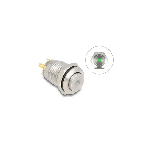 - Drucktaster zum Einbau 12 mm 4 x Lötanschluss LED grüner Punkt 20982