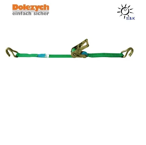 DOLEZYCH Zurrgurt DIN 12195-2 Länge 6 m Breite 35 mm mit Ratsche + Spitzhaken