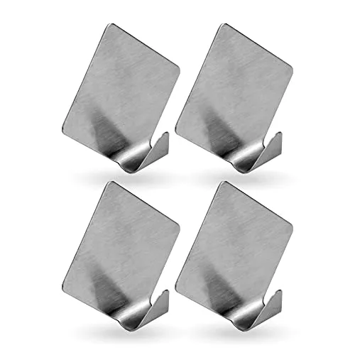 Bestlivings Selbstklebende Wandhaken (Raute - 4er Set) Silber aus Edelstahl für Schlafzimmer, Wand, Badezimmer Rostfrei Aufhänger Bilderhaken ohne Bohren