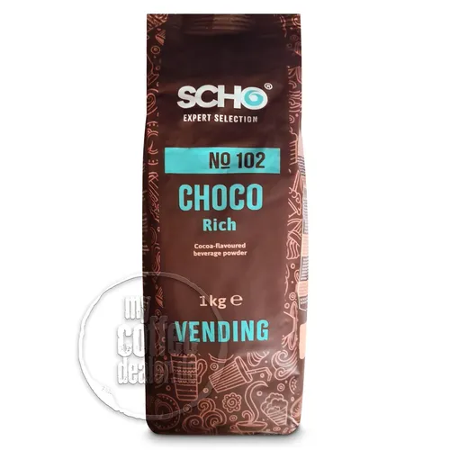 Scho No. 102 Choco Rich 1000g - Kakao- & Malzgetränk mit weniger als 35% Kakaogehalt, perfekt für cremige Trinkschokolade. Hergestellt in Deutschland, ideal für Schokoladenliebhaber.