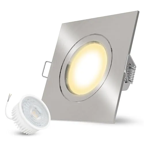 linovum Einbauspot silber eckig LED-Modul 4W warmweiß flach 36mm inkl LED | Flacher Deckenspot eckig Alu gebürstet