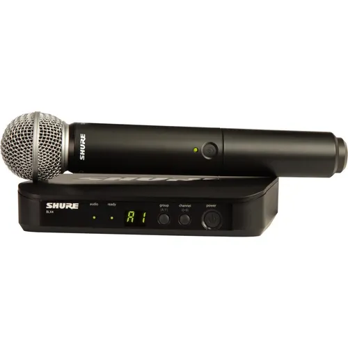 SHURE BLX24E / SM58 H8E 518 bis 542 Mhz - Drahtloses Mikrofonset - Mikrofone für Live-Performances, legendärer SM58-Sound mit klarer Präsenz und bis zu 100 Meter Reichweite. Ideal für kleine und mittelgroße Bühnen.