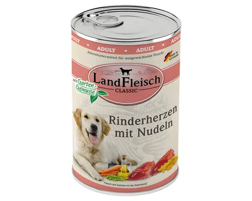 LANDFLEISCH Classic Rinderherzen mit Nudeln & Gartengemüse 400 g