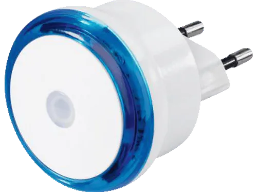 HAMA Basic LED Nachtlicht Blau - Energiesparendes Nachtlicht mit automatischem Helligkeitssensor für Kinderzimmer und Flure. Bietet dezentes Licht zur Orientierung im Dunkeln, ideal gegen Ängste und für eine sichere Umgebung.