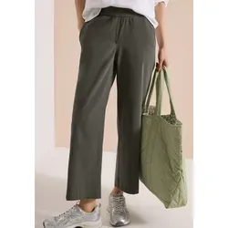 Cecil Wide Leg Hose Clear Khaki M in grün von CECIL
