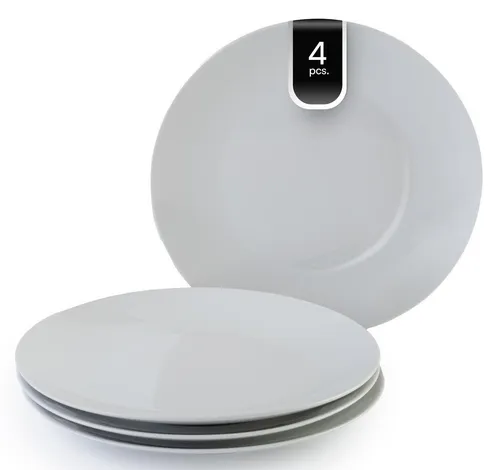 Home4You Speiseteller, Weiß, Ø 27 cm, mikrowellengeeignet, (4 St), Porzellan