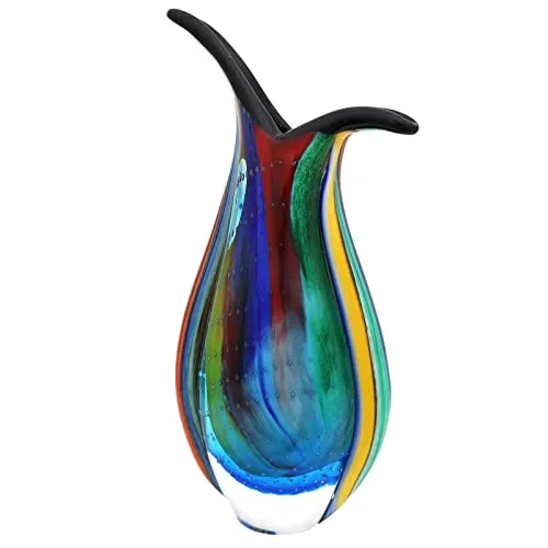 Aubaho Dekoobjekt Glasvase im Murano Stil - Deko-Objekte: Handgefertigte, massive Glasvase im antiken Murano-Stil, jedes Stück ein Unikat, ideal für stilvolle Wohnakzente.