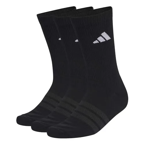 adidas Unisex CUSHIONED SPORTSWEAR CREW SOCKS 3 PAIR PACK, black/black/white, 34-36
