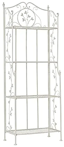 CLP Arona Standregal im Landhausstil - Klappbar und Robust - Standregal im Landhausstil aus robustem Eisen, klappbar für einfachen Transport und platzsparende Lagerung. Ideal für jeden Wohnraum mit 4 Regalböden für vielseitigen Stauraum.