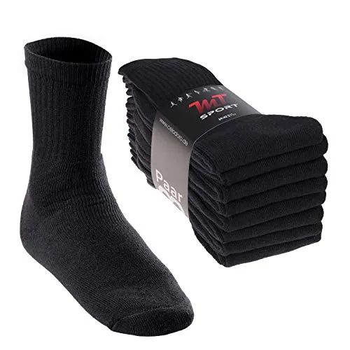 MT Damen und Herren Sport- und Freizeitsocken (8 Paar) Tennissocken - Schwarz 43-46
