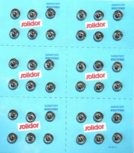 Qualitäts Annäh Druckknöpfe 6mm rostfrei silberfarbig gebördelter Rand 36