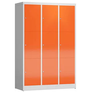 ClassiX Schließfachschrank X-523334, rot, 9 Fächer - Stabiler Schließfachschrank aus Stahl mit 9 Fächern und Zylinderschloss, ideal für Schulen oder Fitnessstudios. Lieferung komplett montiert und mit 3 Jahren Garantie.