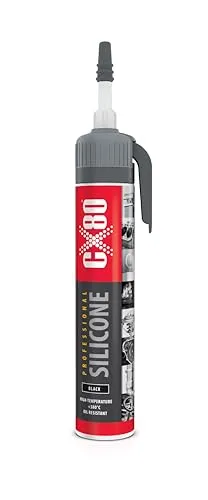 CX80 | Hochtemperatur Silikon schwarz | Dauerelastische Versiegelung für Temperaturen von -65°C bis +380° | Für Bauwesen, KFZ und Industrie | Beständig gegen Öle, Benzin und Fette | 210ml Applikator