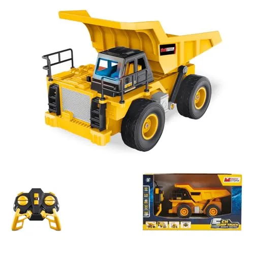 Mondo Motors Fernbedienbarer Kipplaster, Maßstab 1:24, inkl. wiederaufladbarem Batteriepack, mit vom Fernbedienung kontrollierbaren Bewegungen, Spielzeug für Kinder 63849