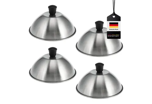 bremermann Burgerhauben-Set 4er, Edelstahl - Multifunktionales Grillzubehör aus rostfreiem Edelstahl, ideal zum Überbacken von Burger-Patties und für saftige Ergebnisse. Perfekt für alle Grillarten und spülmaschinengeeignet.