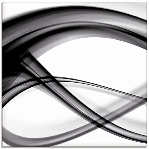 ARTland Wanddeko Glasbilder Wandbild Glas Bild einteilig 50x50 cm Quadratisch Moderne Kunst Abstrakt Modern Rauch Welle Schwarz Weiß S7KQ
